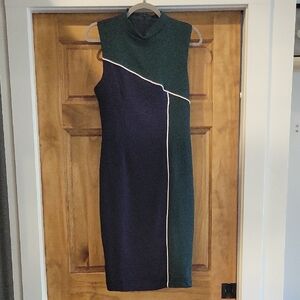 Alexia Admor Forest Green and Midnight Blue Midi Dress